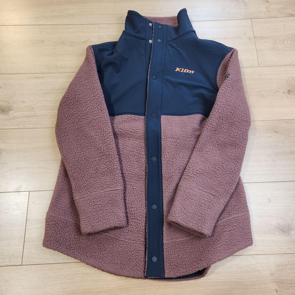 Klim High Pile Mountain Fleece Jacket Womens Large Pink Snap Outdoor Sherpa